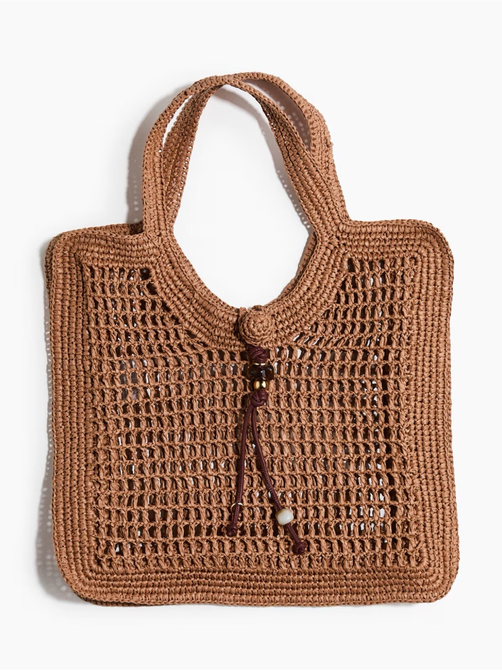 H&M Brown Crochet Shoulder Tote with Tassel Accent - Picture 2 of 7